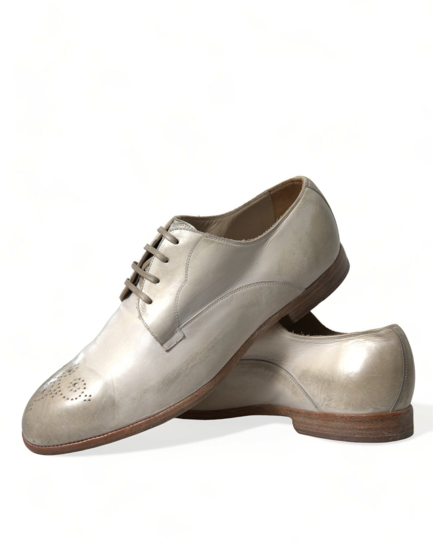 Elegantes zapatos derby de piel de becerro blancos