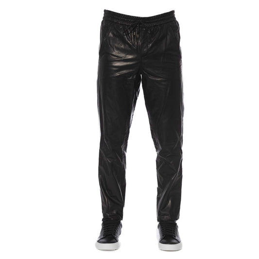 Elegantes pantalones de cuero negros para hombre