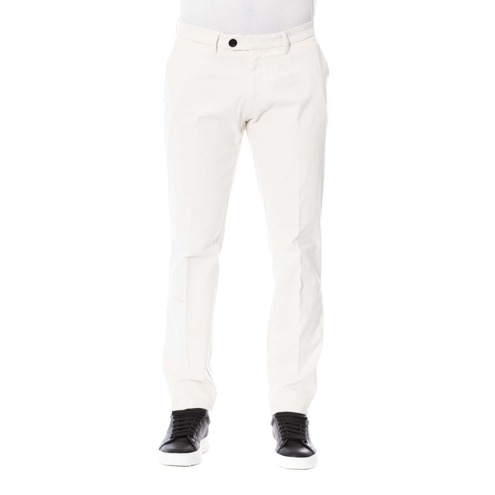 Pantalón elegante de mezcla de algodón blanco