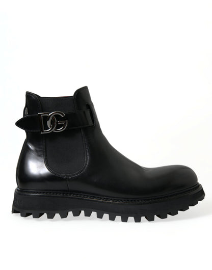 Elegant Black Calf Leather Chelsea Boots