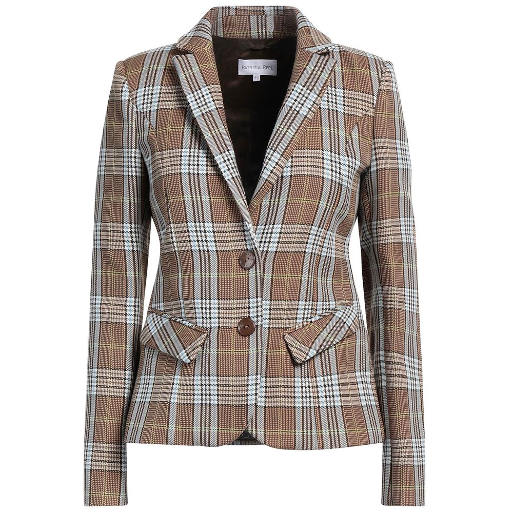 Elegante blazer van katoenmix met tartanpatroon