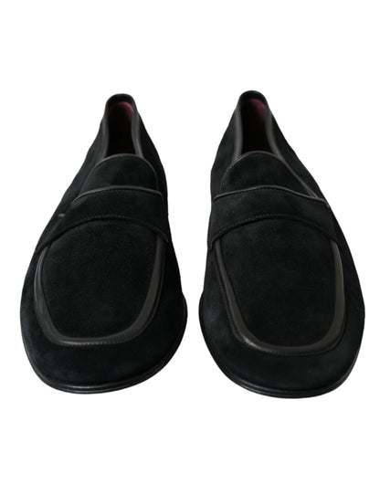 Zwart fluwelen slip-on loafers, kledingschoenen