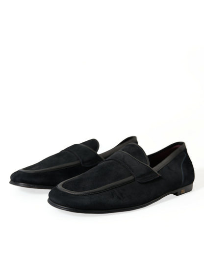 Zwart fluwelen slip-on loafers, kledingschoenen