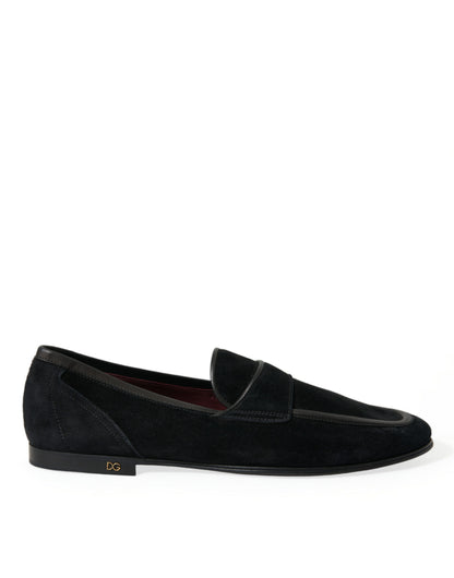 Zwart fluwelen slip-on loafers, kledingschoenen