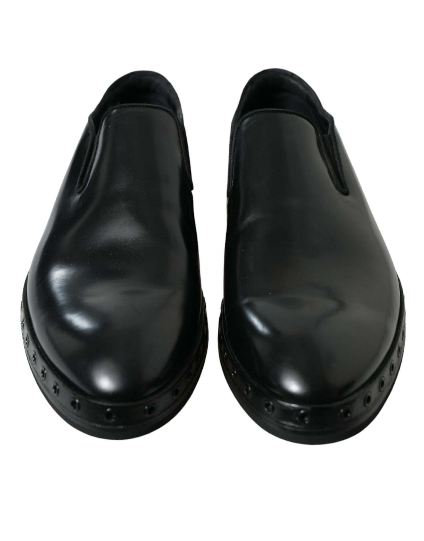 Zwart lederen loafers met studs, nette schoenen