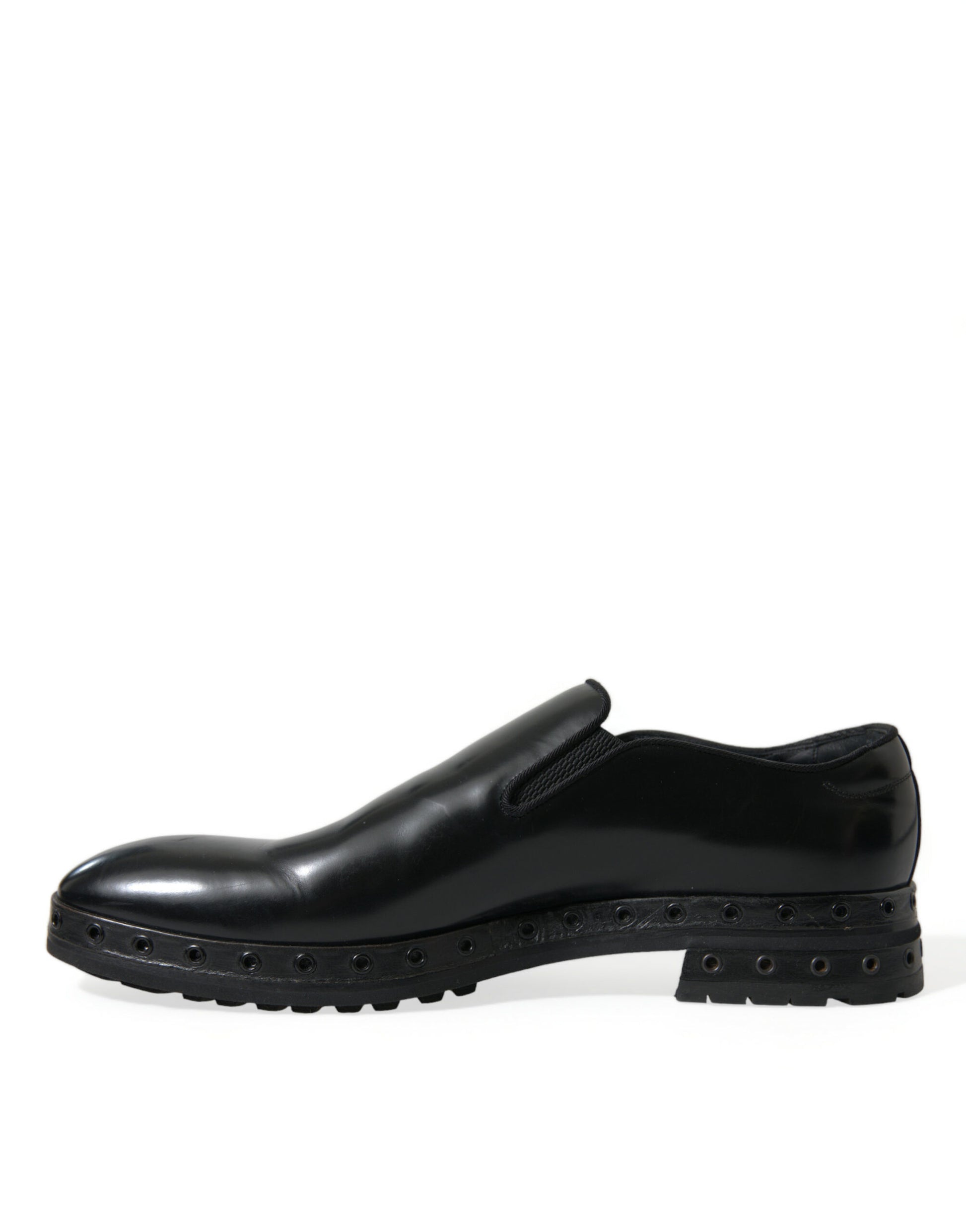 Zwart lederen loafers met studs, nette schoenen