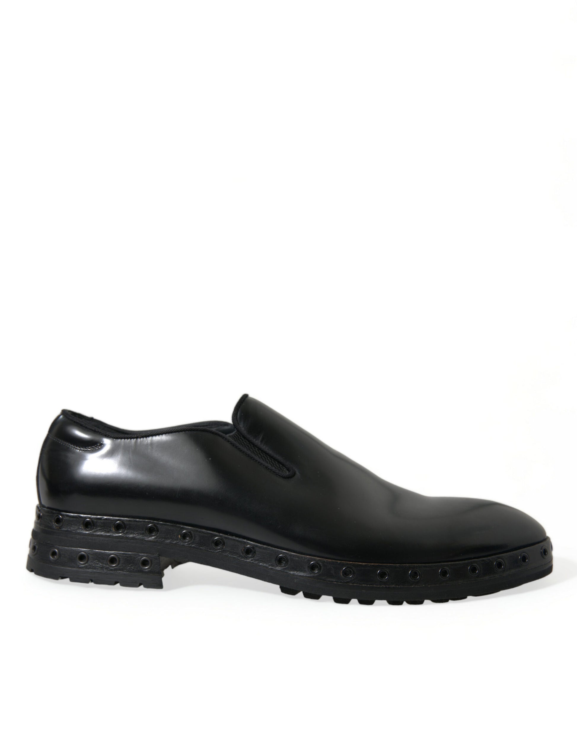 Zwart lederen loafers met studs, nette schoenen