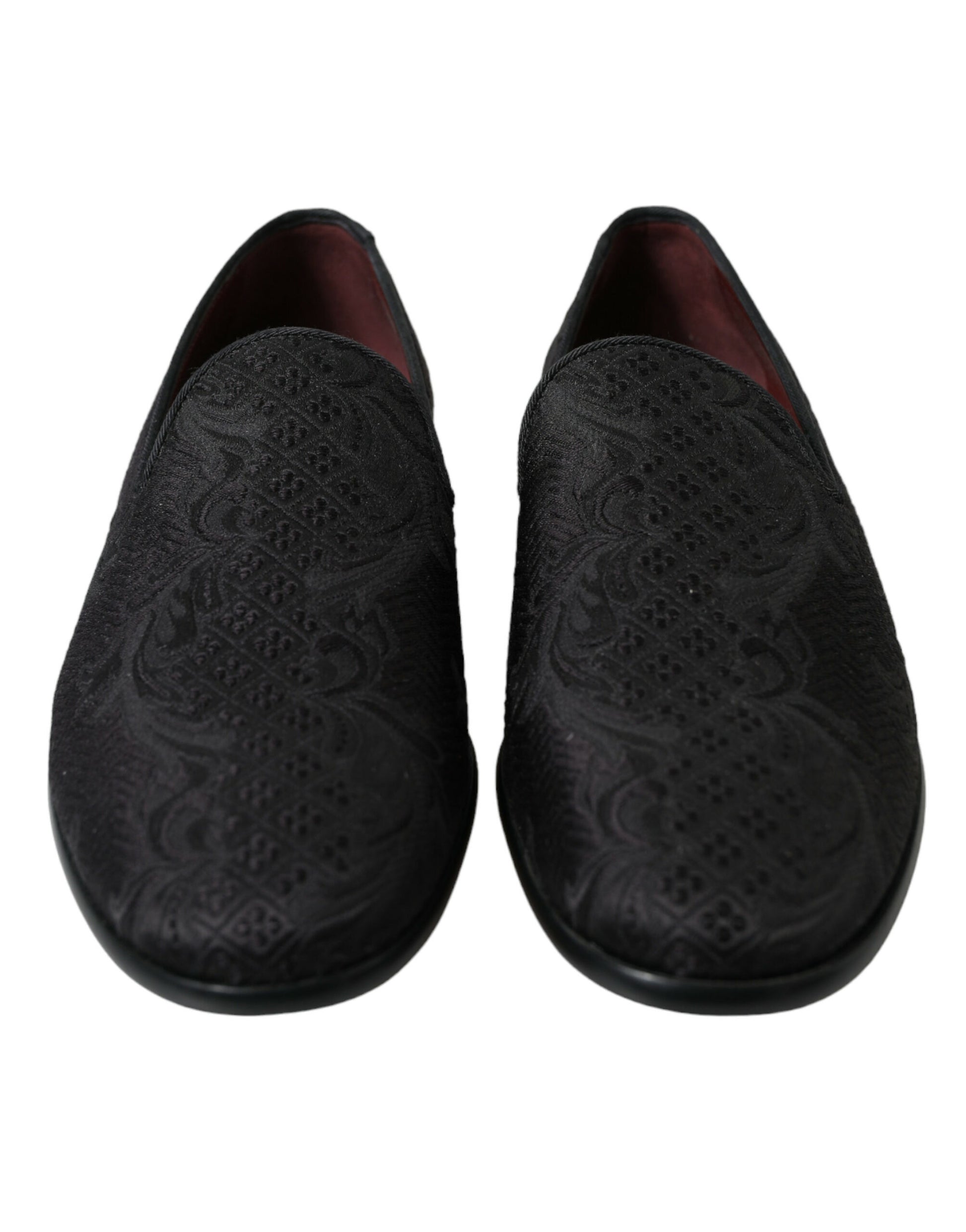 Elegantes mocasines de vestir de brocado negro