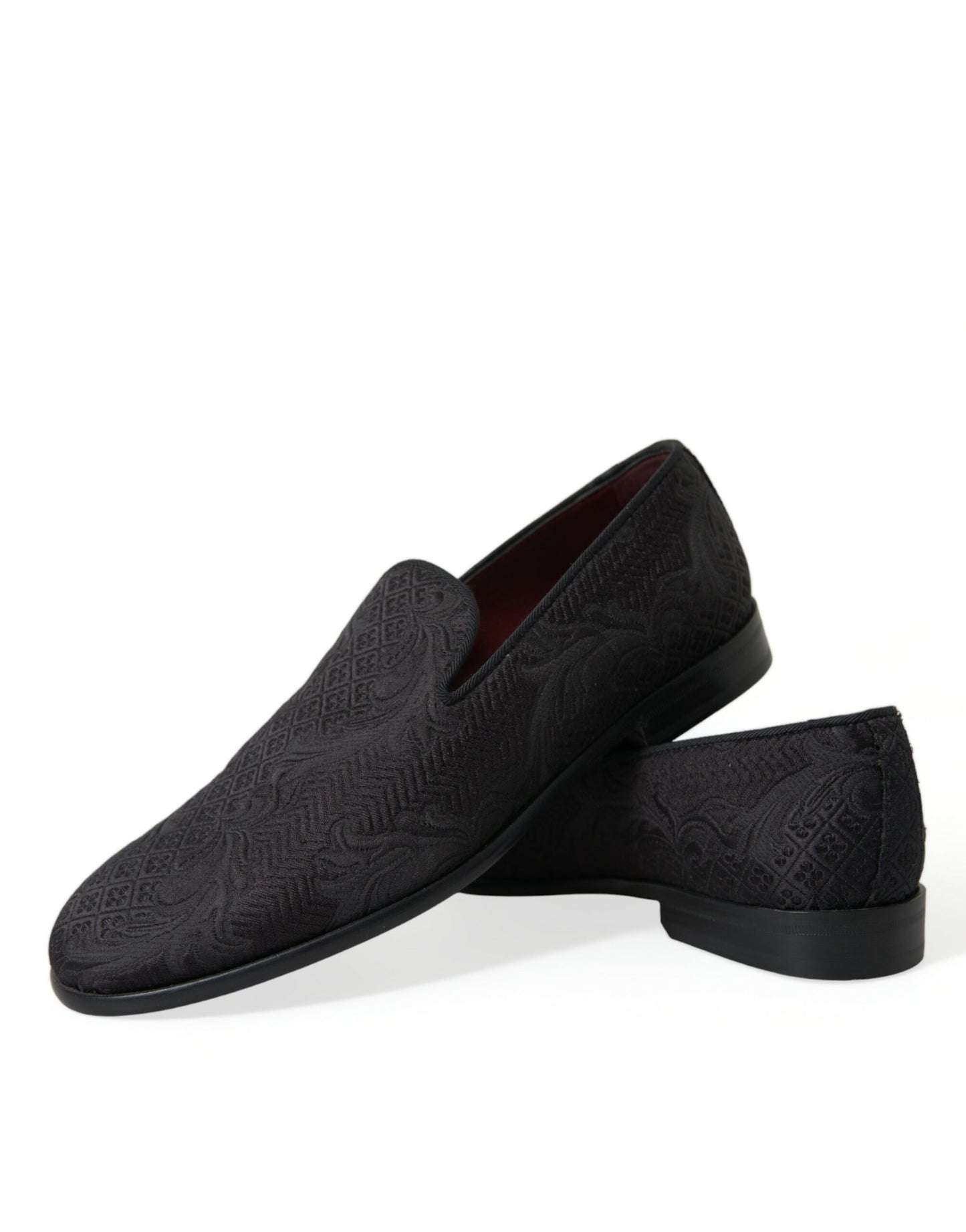 Elegant Black Brocade Dress Loafers