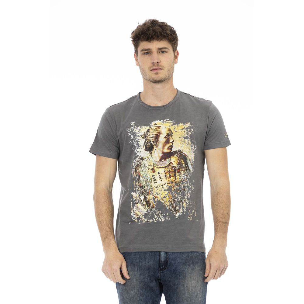 Chique grijs katoenen T-shirt met statement-print