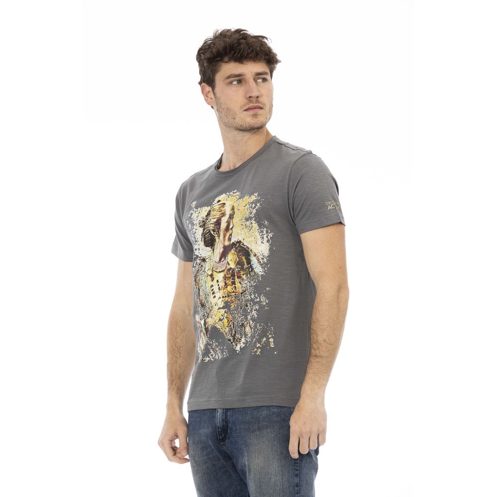 Chique grijs katoenen T-shirt met statement-print