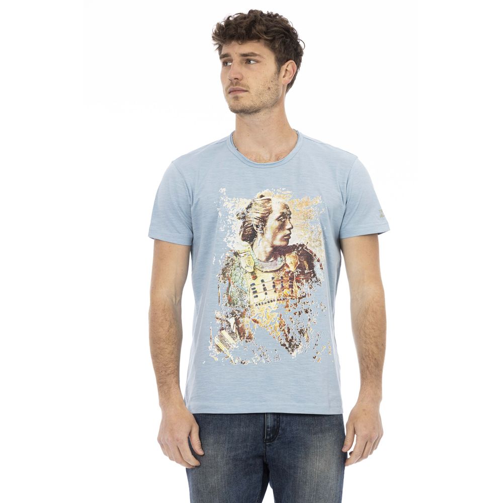 Elegante camiseta de algodón azul claro para hombre