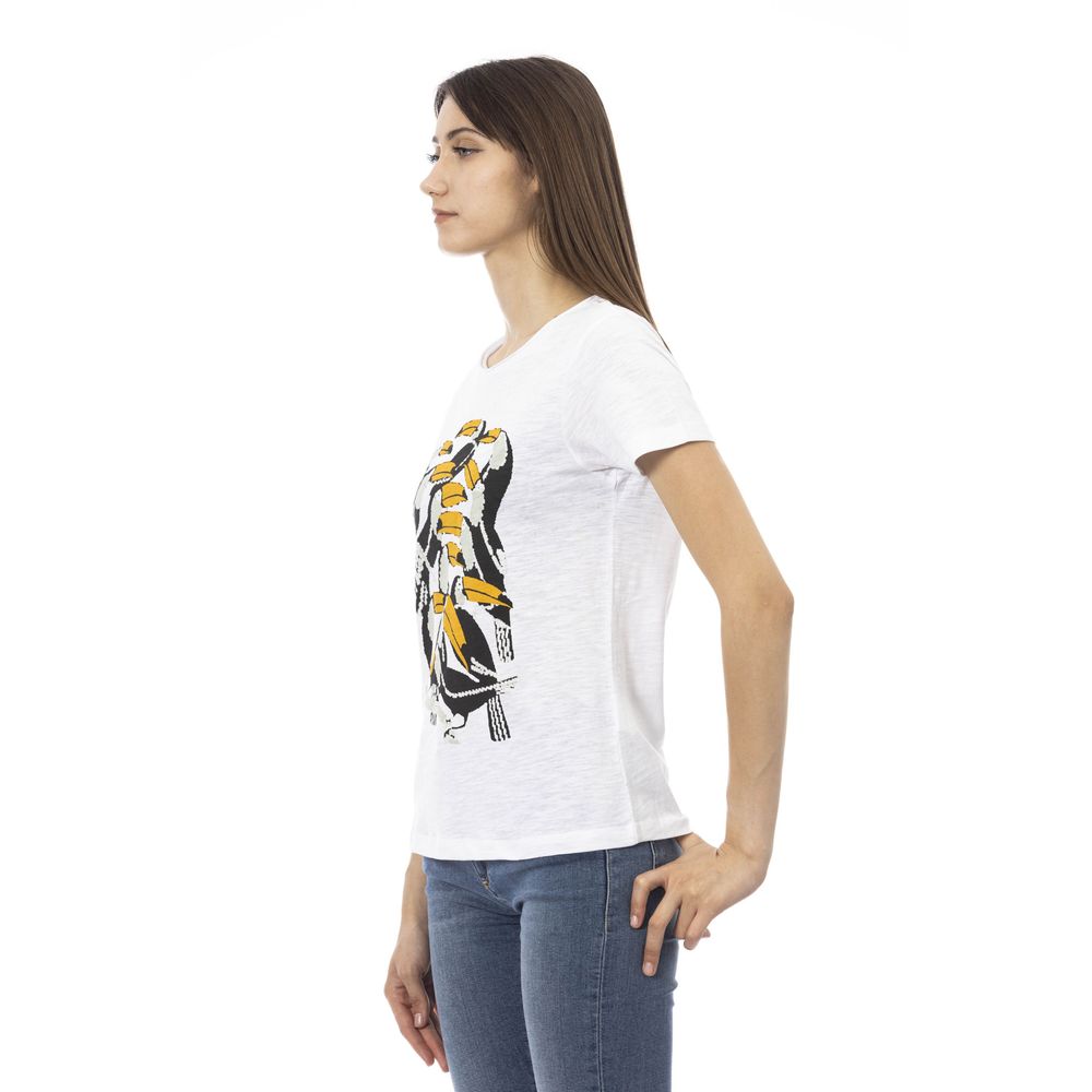 Camiseta blanca elegante de manga corta con estampado exclusivo