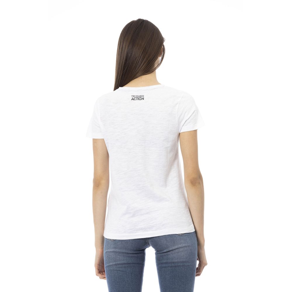 White Cotton Women T-Shirt