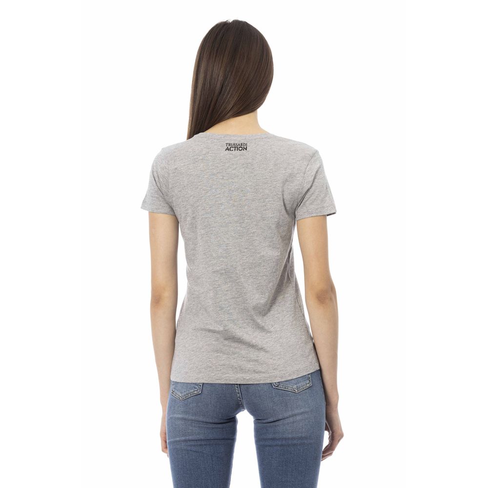 Camiseta elegante de mezcla de algodón gris con estampado único