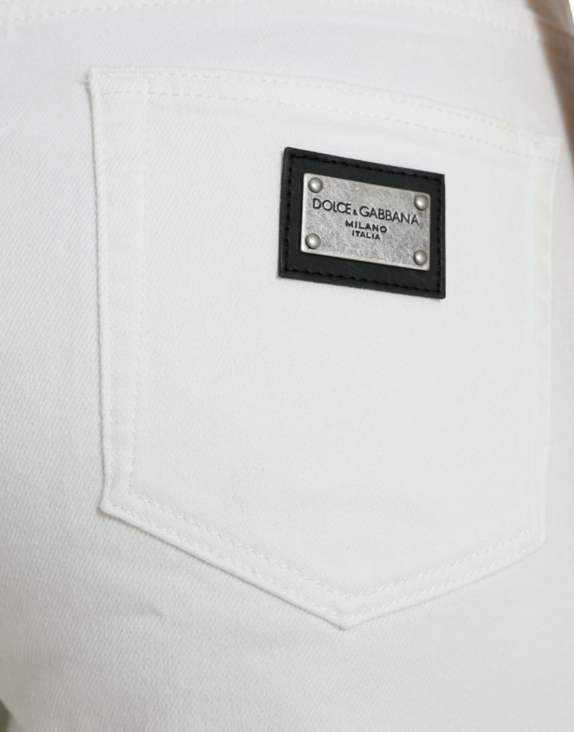 Witte katoenen cropped denim jeans met wijde pijpen