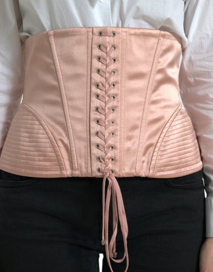 Roze zijden stretch riem tailleband corset top