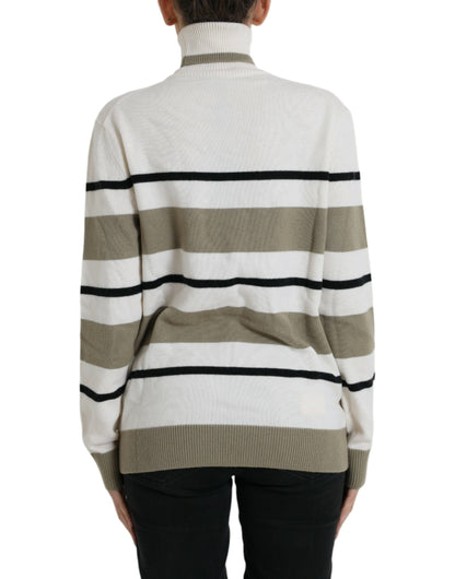 Italian Striped Wool Turtleneck Sweater