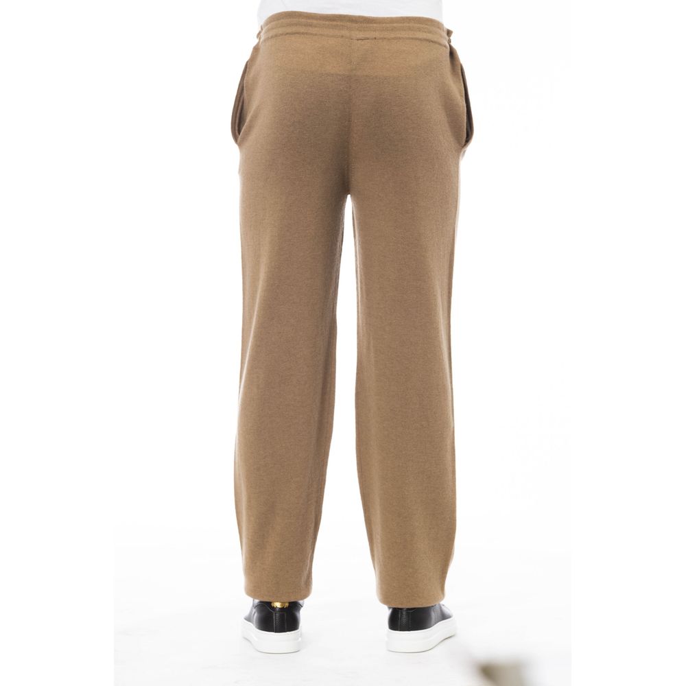 Beige Wool Men Pant