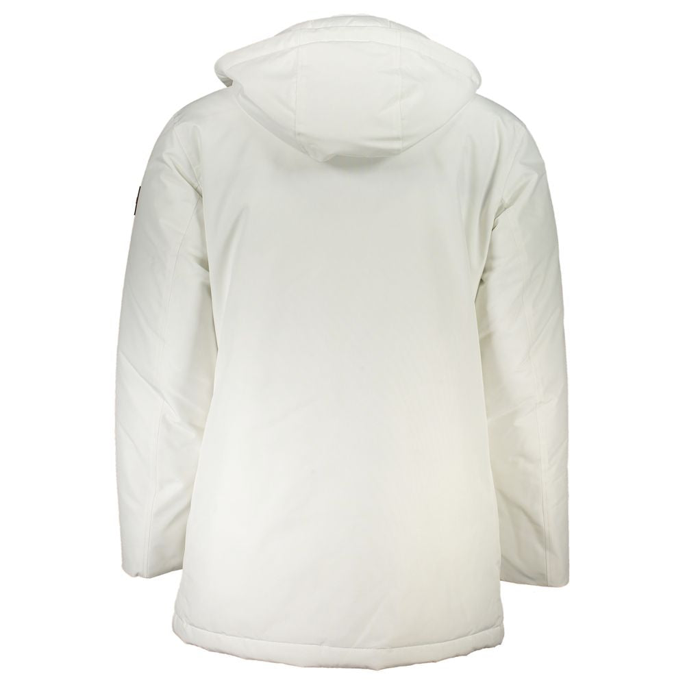 Chic White OSIASS Jacket with Removable Hood