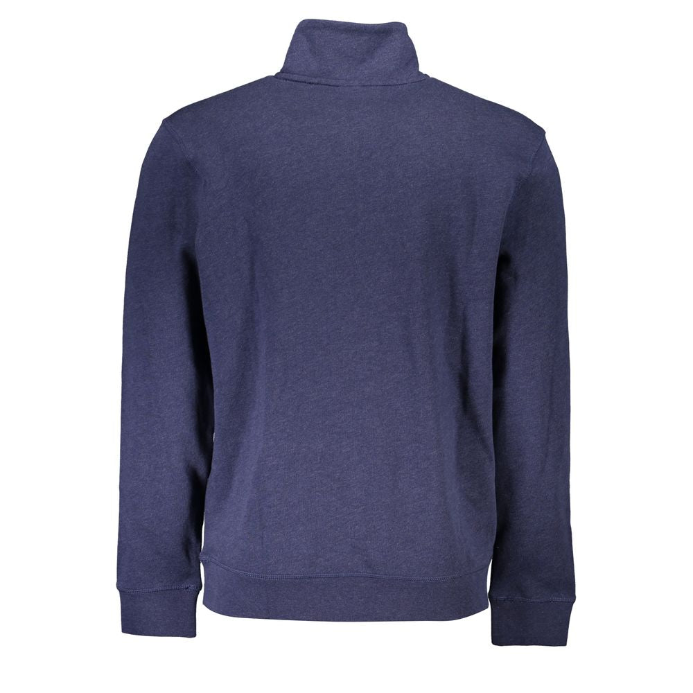 Sudadera Orgánica Azul Elegante Con Media Cremallera