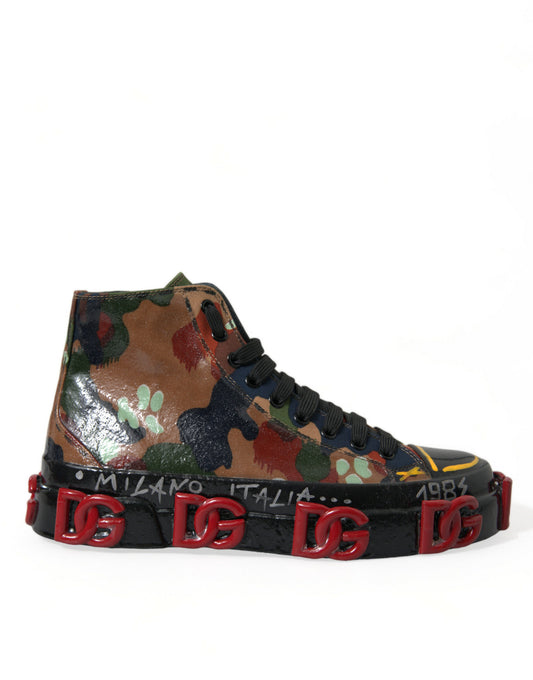 Veelkleurige camouflage hoge sneakers schoenen