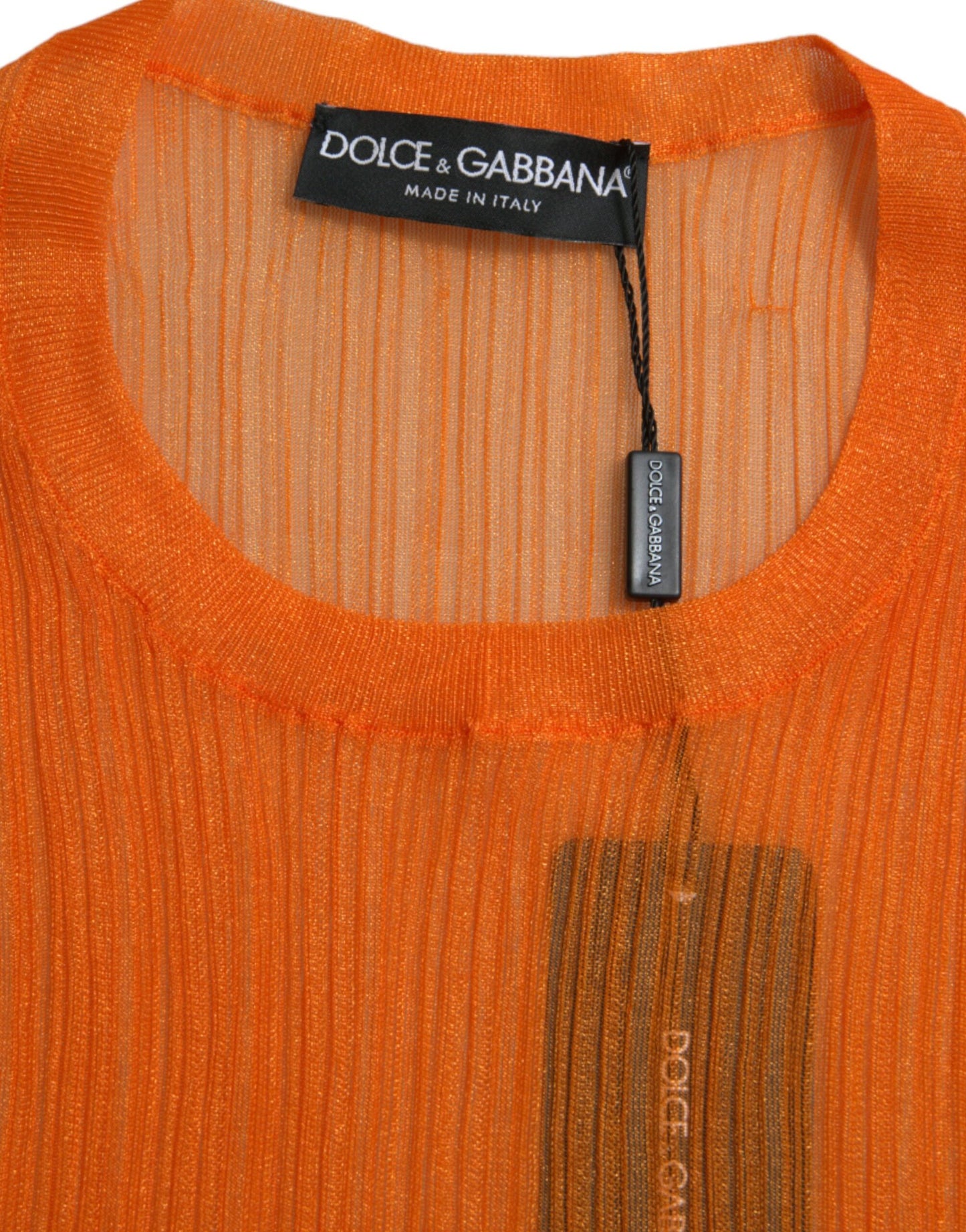 Oranje doorzichtige tanktop met ronde hals en blouse