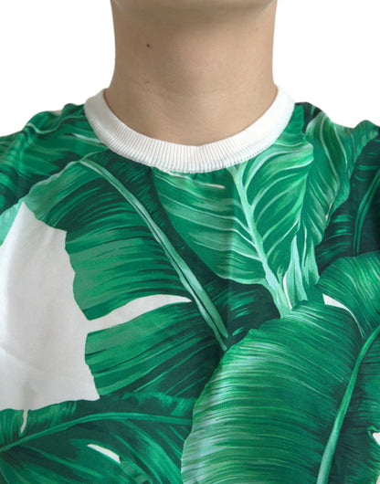 Camiseta sin mangas de seda con estampado de hojas de plátano