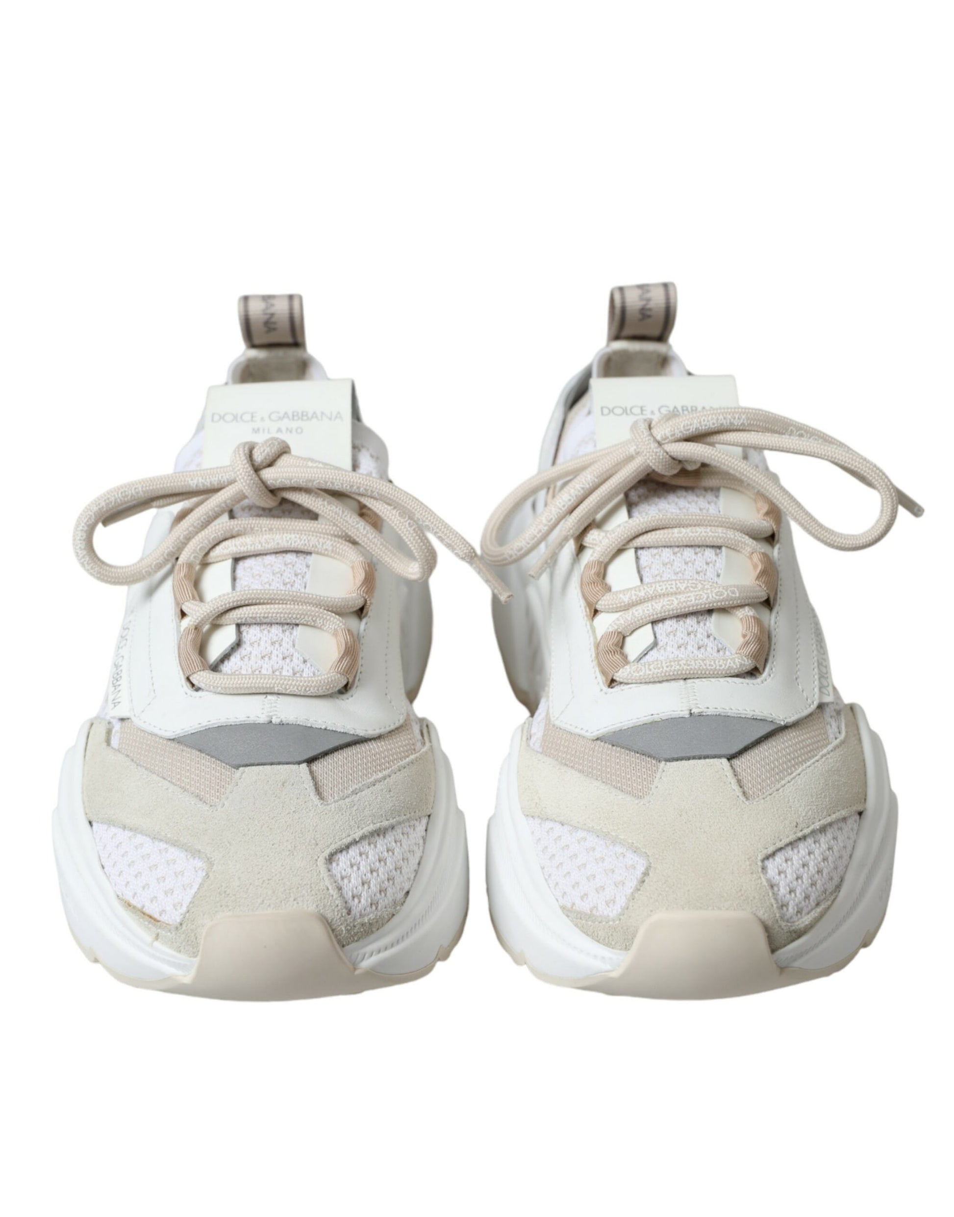 Beige witte Daymaster lage lederen sneakers schoenen