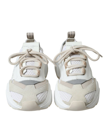 Beige witte Daymaster lage lederen sneakers schoenen