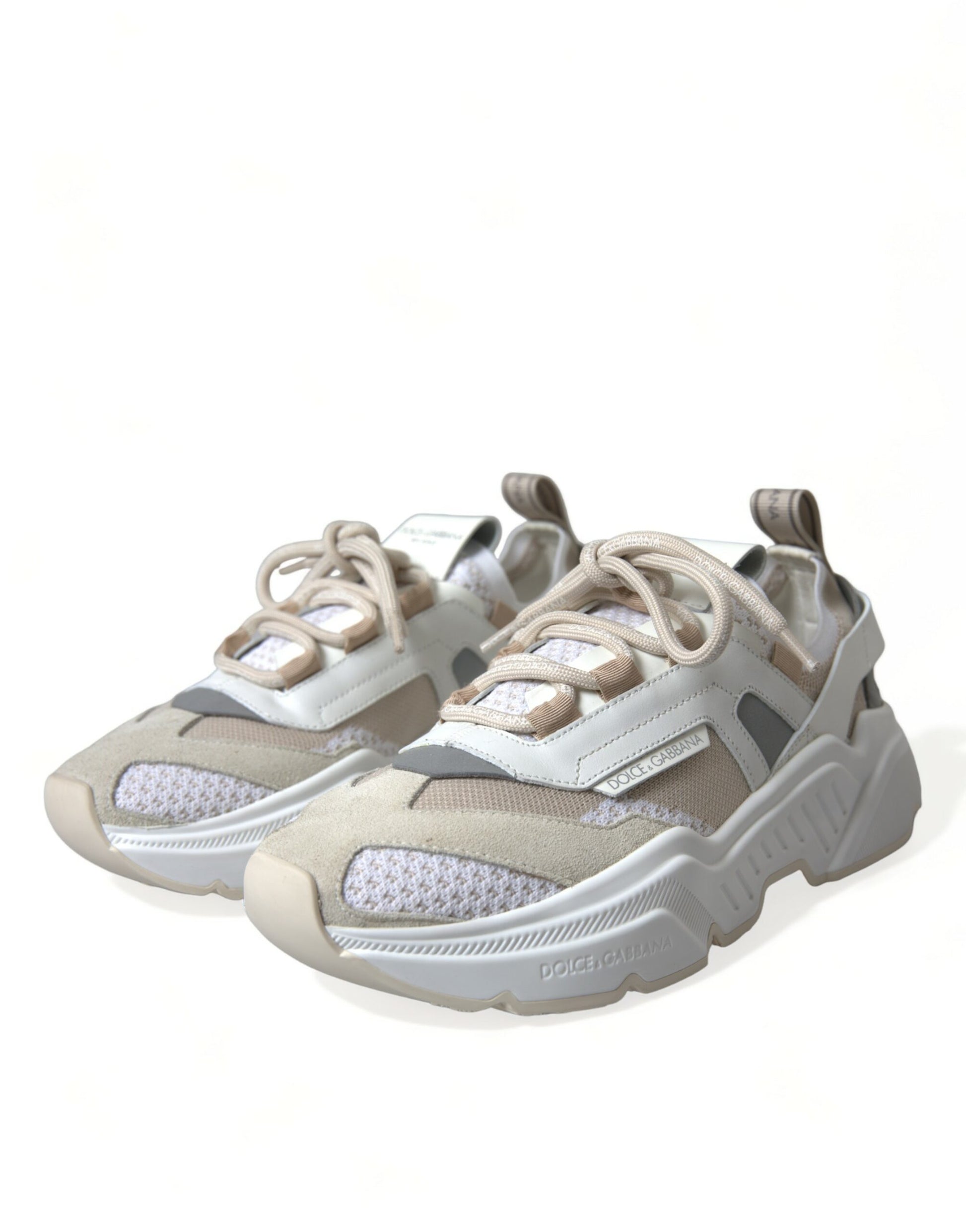 Beige witte Daymaster lage lederen sneakers schoenen