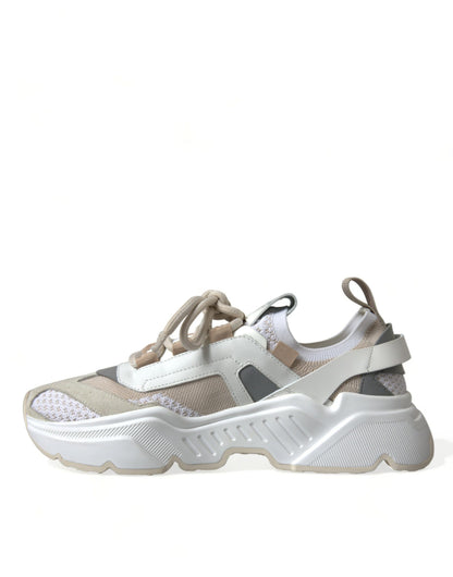 Beige witte Daymaster lage lederen sneakers schoenen