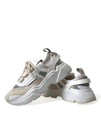 Beige witte Daymaster lage lederen sneakers schoenen