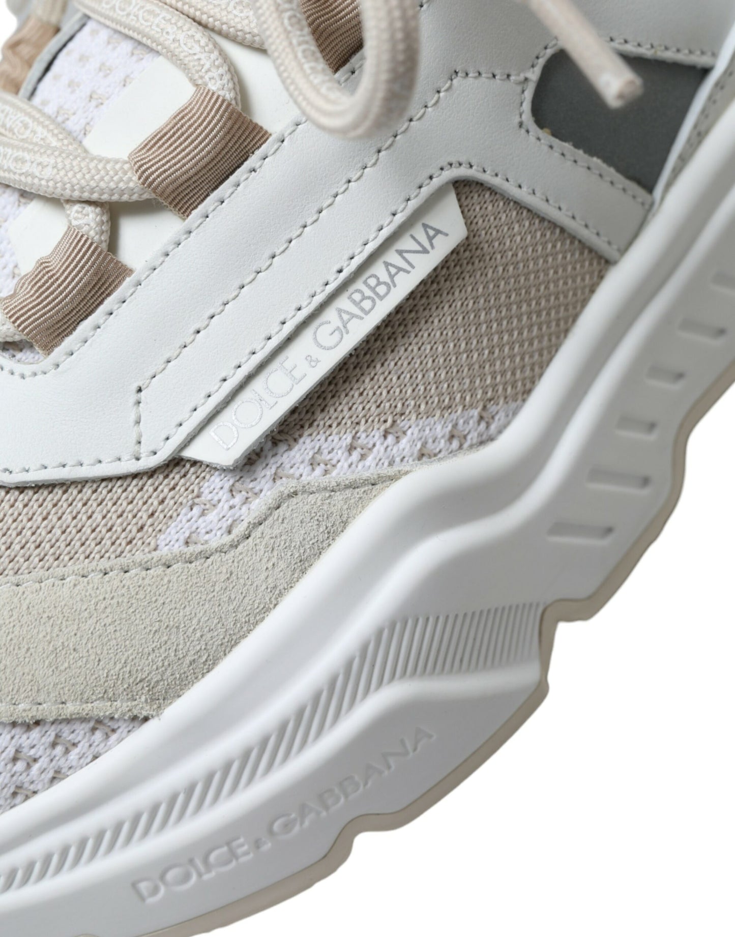 Beige witte Daymaster lage lederen sneakers schoenen