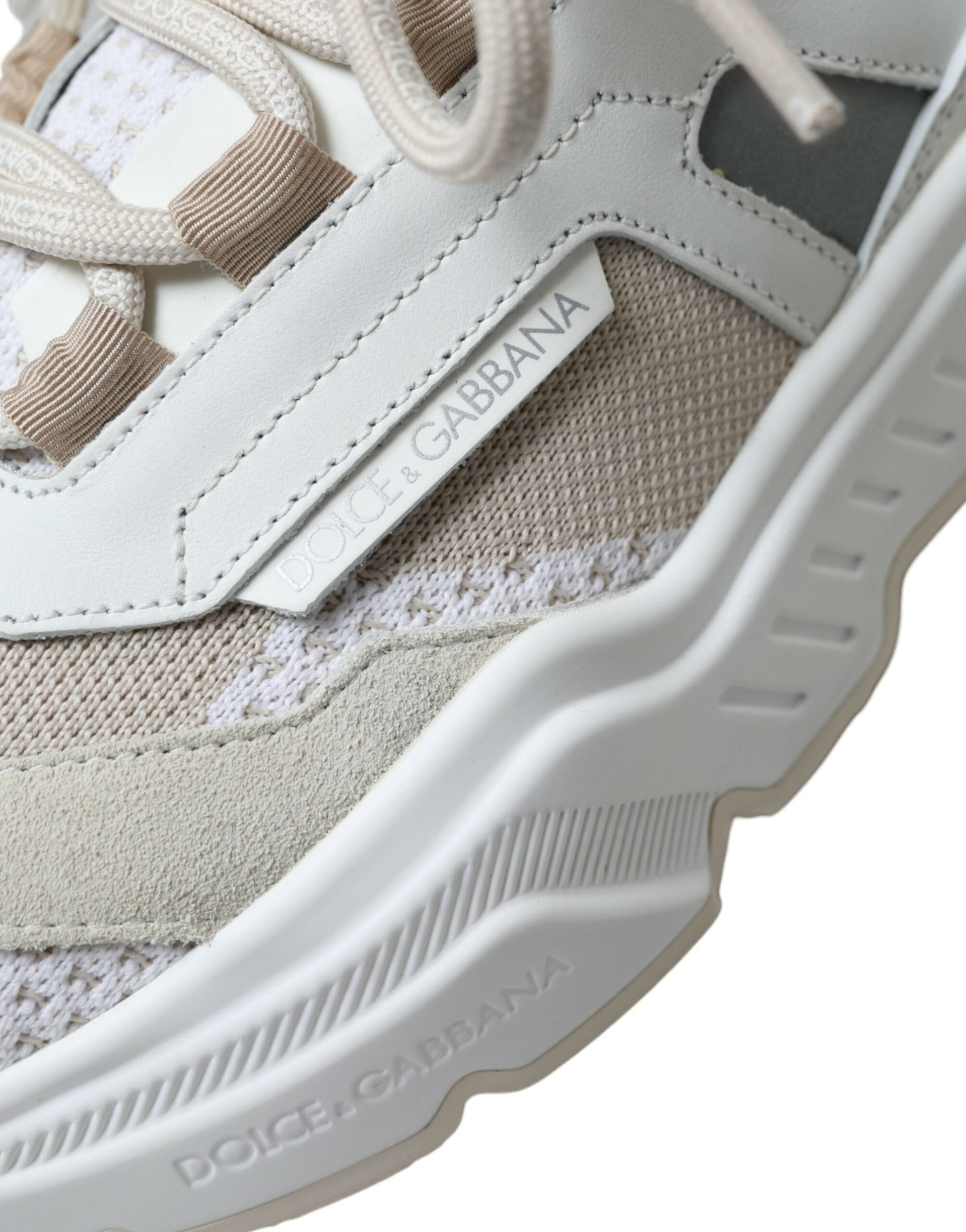 Beige witte Daymaster lage lederen sneakers schoenen