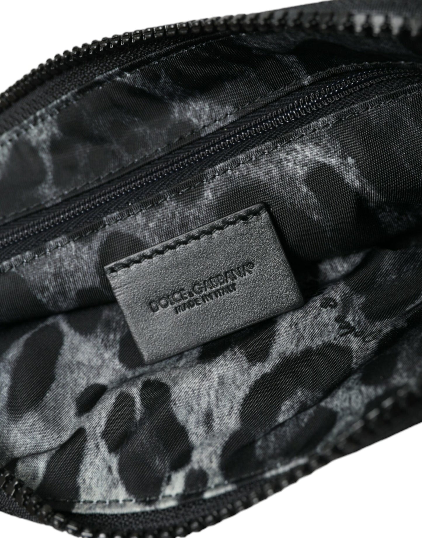 Elite Black Nylon & Leather Pouch with Logo Detail