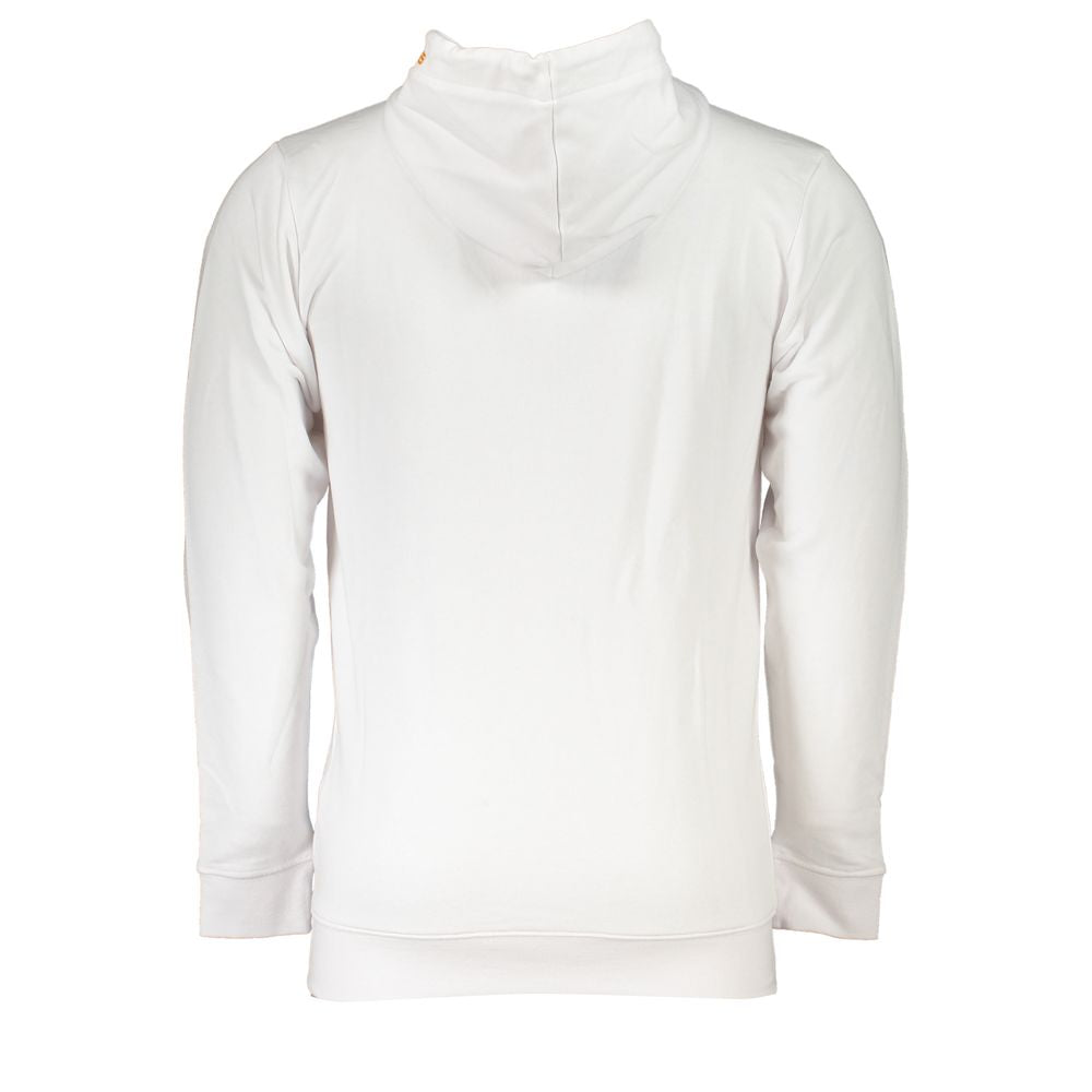 Elegante sudadera con capucha de diseño blanca con detalle de cremallera