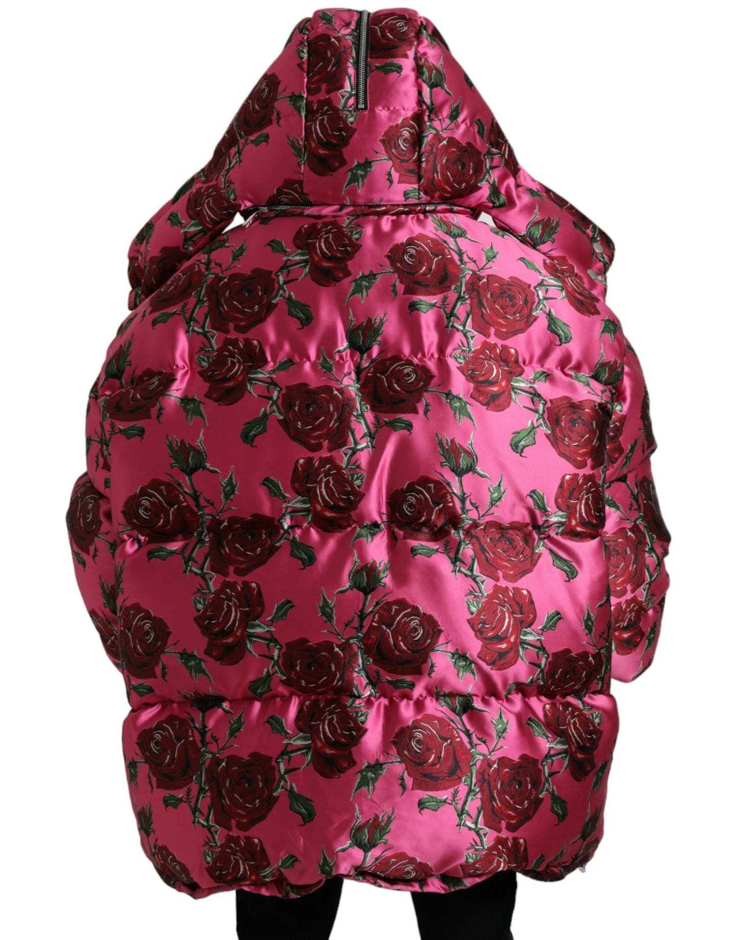 Chaqueta acolchada elegante con estampado de rosas