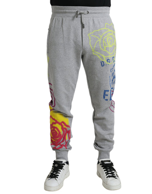 Grijze katoenen graffiti joggingbroek joggingbroek