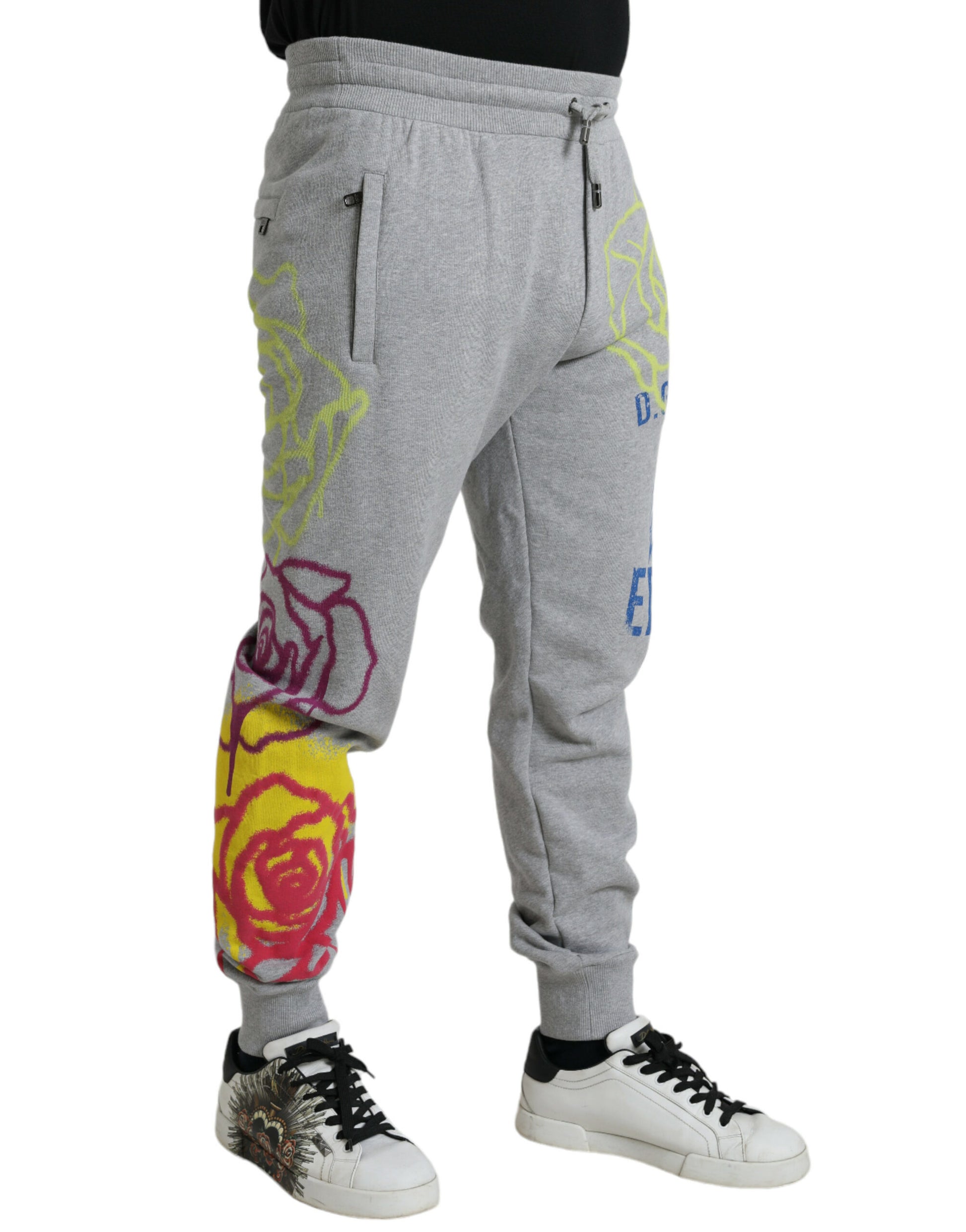 Grijze katoenen graffiti joggingbroek joggingbroek