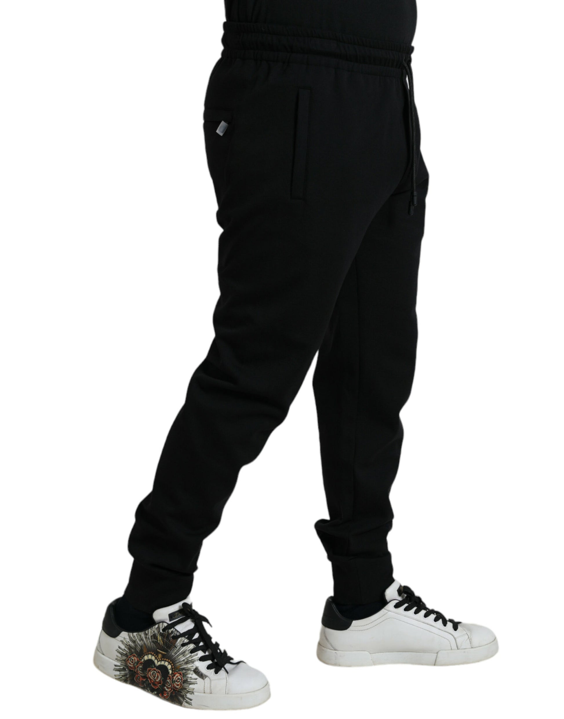 Elegantes pantalones jogger negros - Mezcla de algodón y nailon