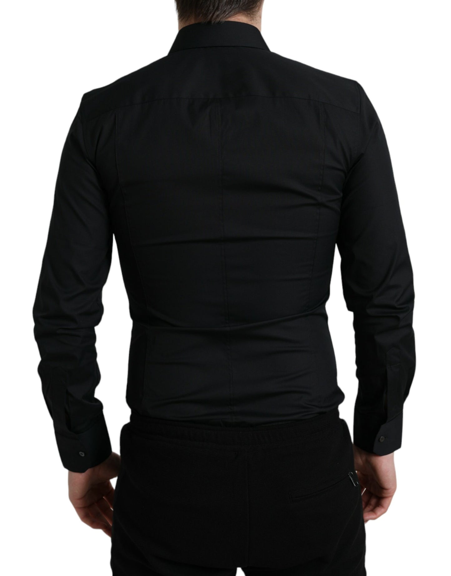 Elegante camisa de vestir italiana de corte slim en color negro