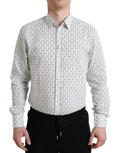 Elegante camisa de vestir de corte slim de algodón blanco