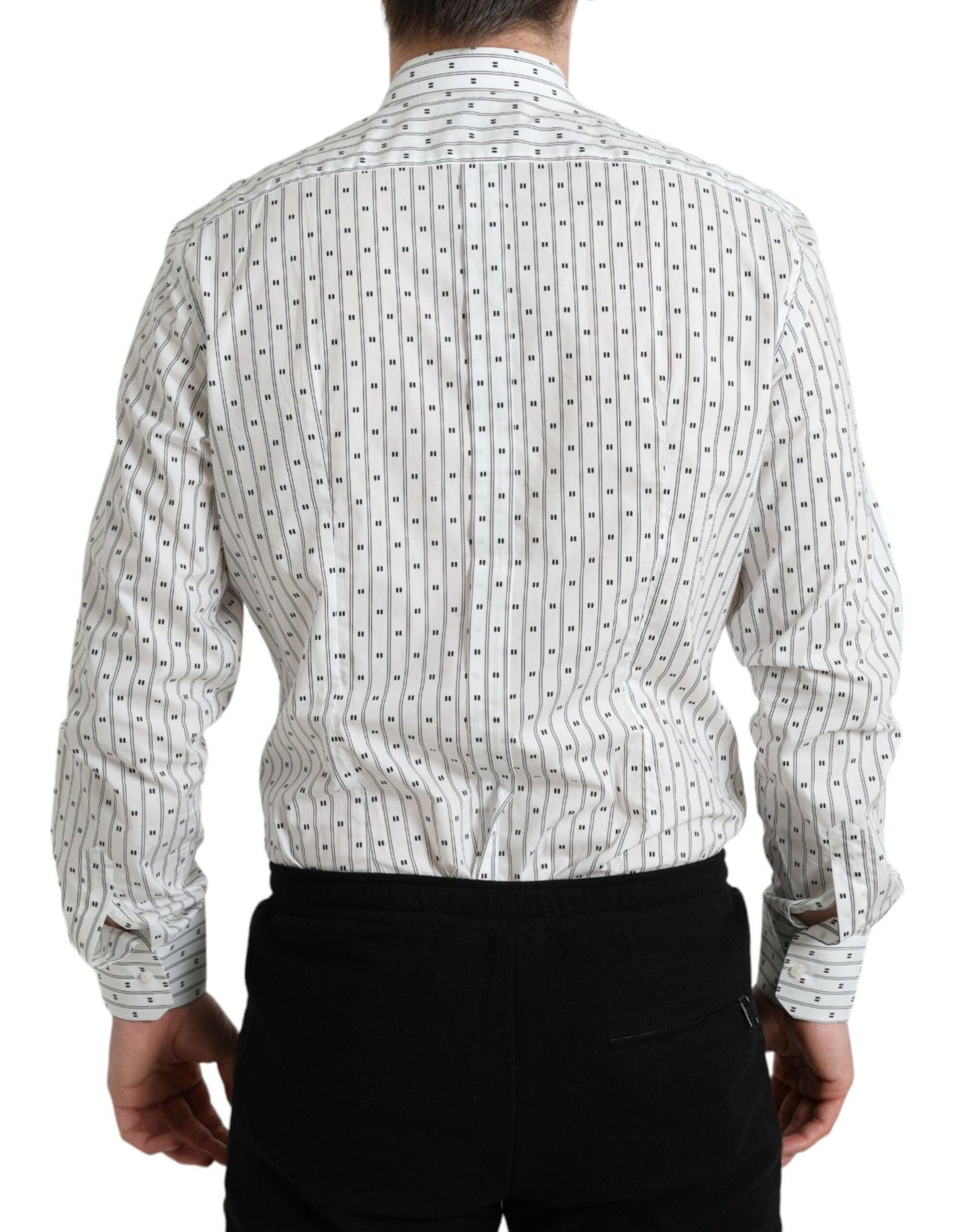 Elegante camisa de vestir de corte slim de algodón blanco