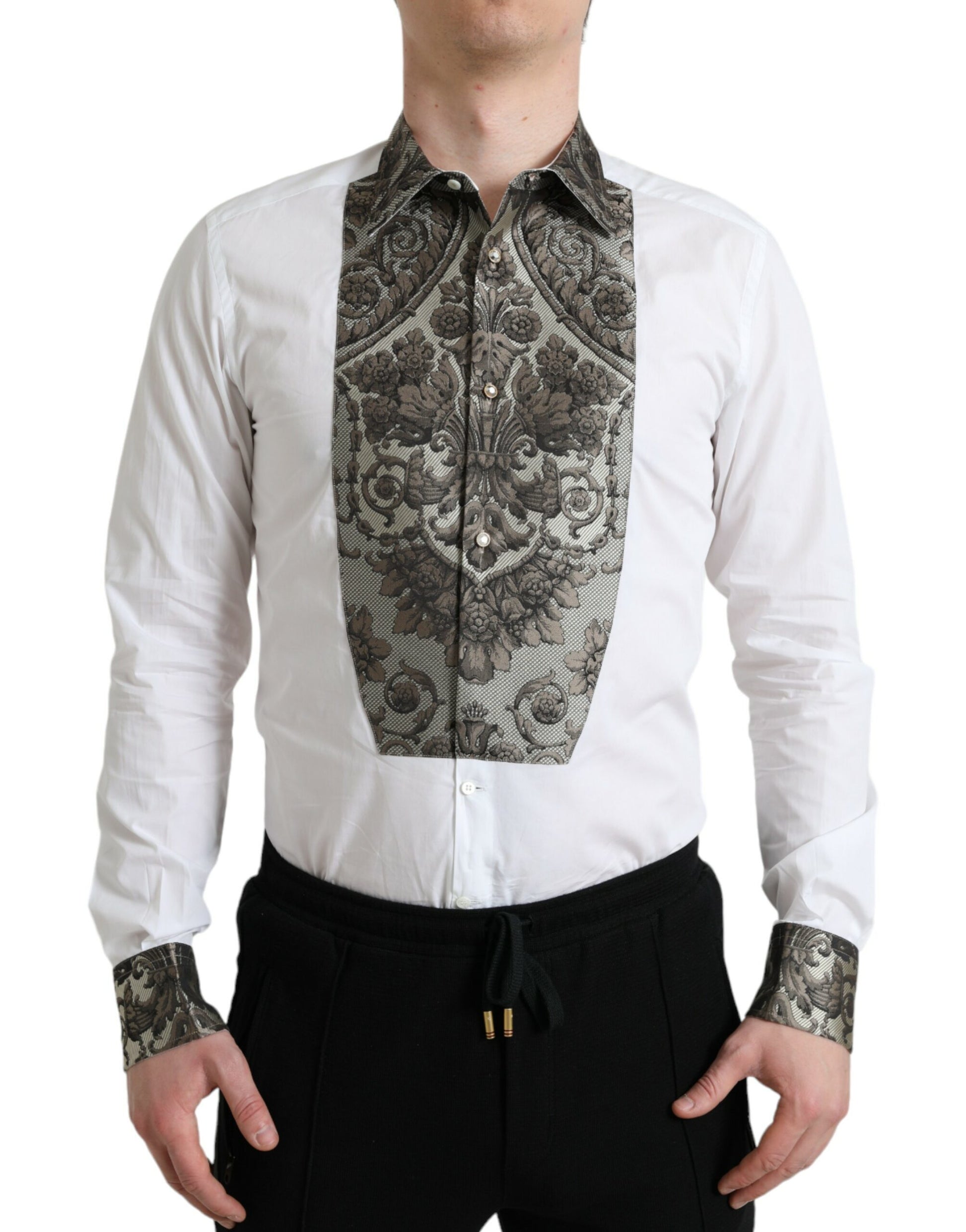 Camisa de vestir elegante con puños franceses y corte entallado