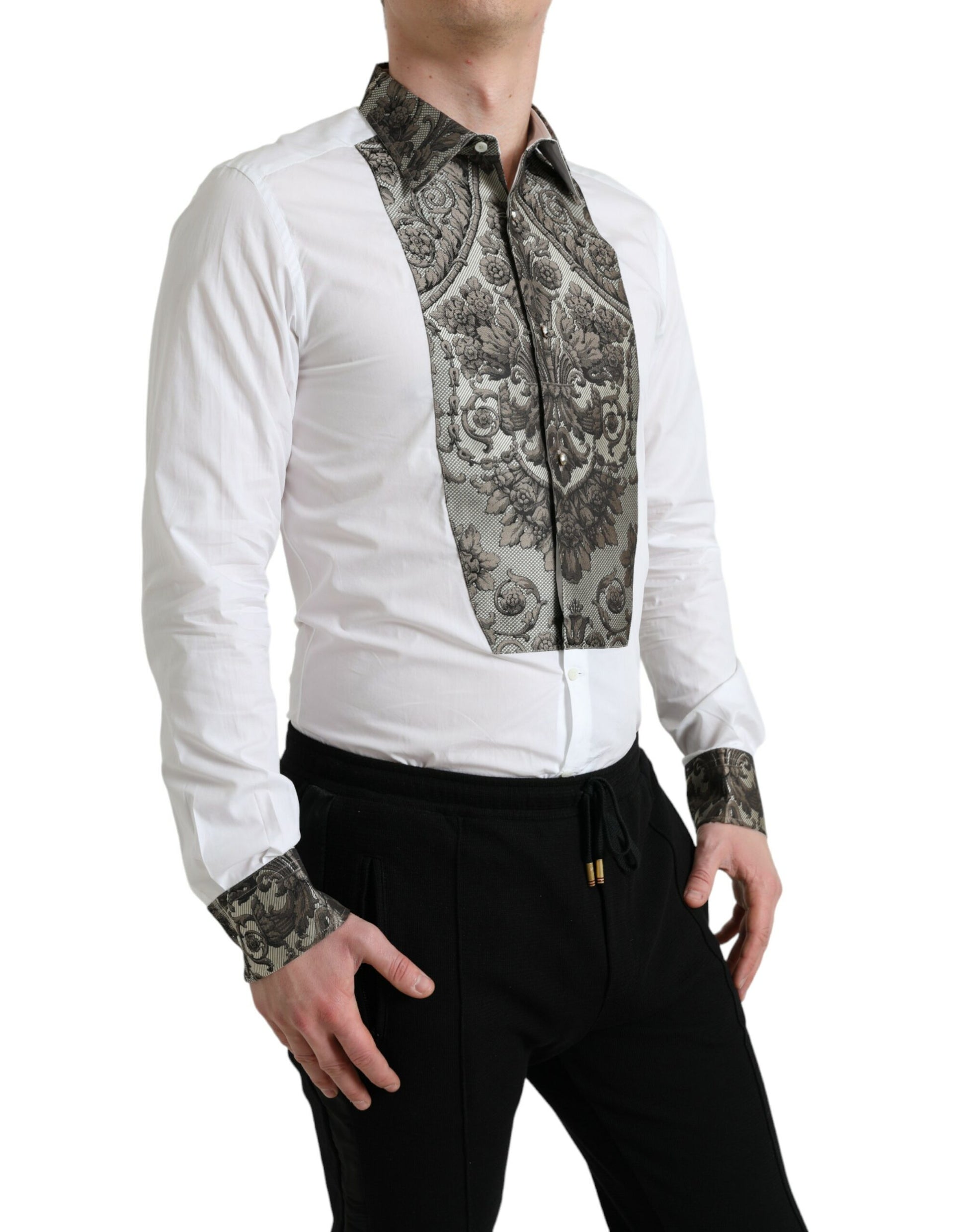 Camisa de vestir elegante con puños franceses y corte entallado