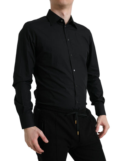 Camisa de vestir italiana de corte slim y elegante en color negro