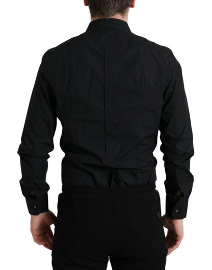 Camisa de vestir italiana de corte slim y elegante en color negro