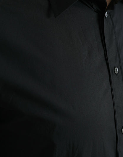 Camisa de vestir italiana de corte slim y elegante en color negro