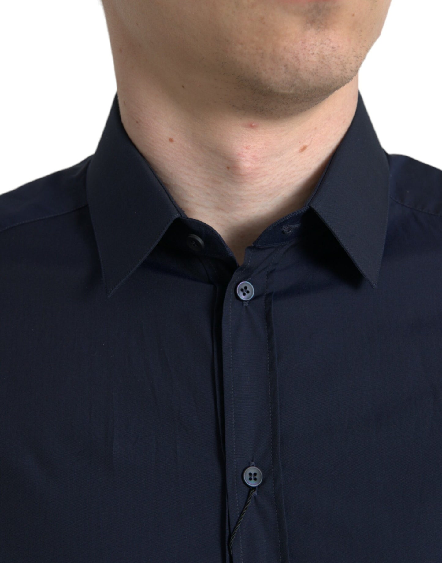 Camisa de vestir elegante de jacquard azul marino